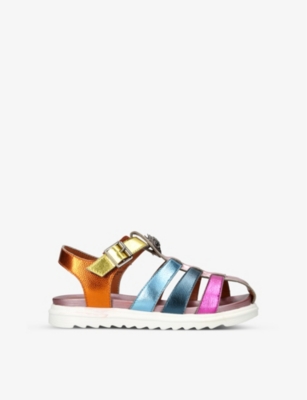 Kurt Geiger Kids' Kensington Colour-blocked Metallic Leather Fisherman Sandals 7-10 Years In Mult/other