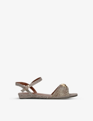 KURT GEIGER LONDON: Mini Kensington houndstooth-print studded woven sandals 7-10 years
