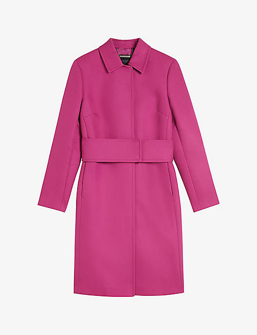 TED BAKER: Isolde belted cotton midi trench coat