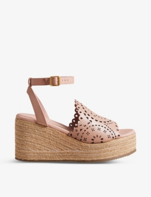 TED BAKER: Pinky laser-cut leather wedge sandals