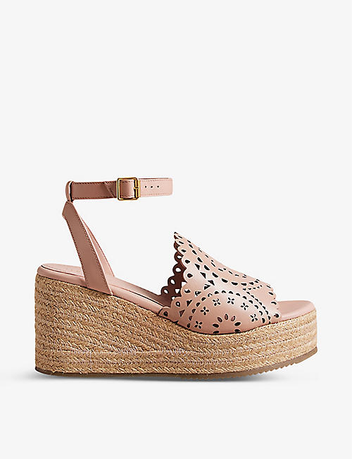 TED BAKER: Pinky laser-cut leather wedge sandals