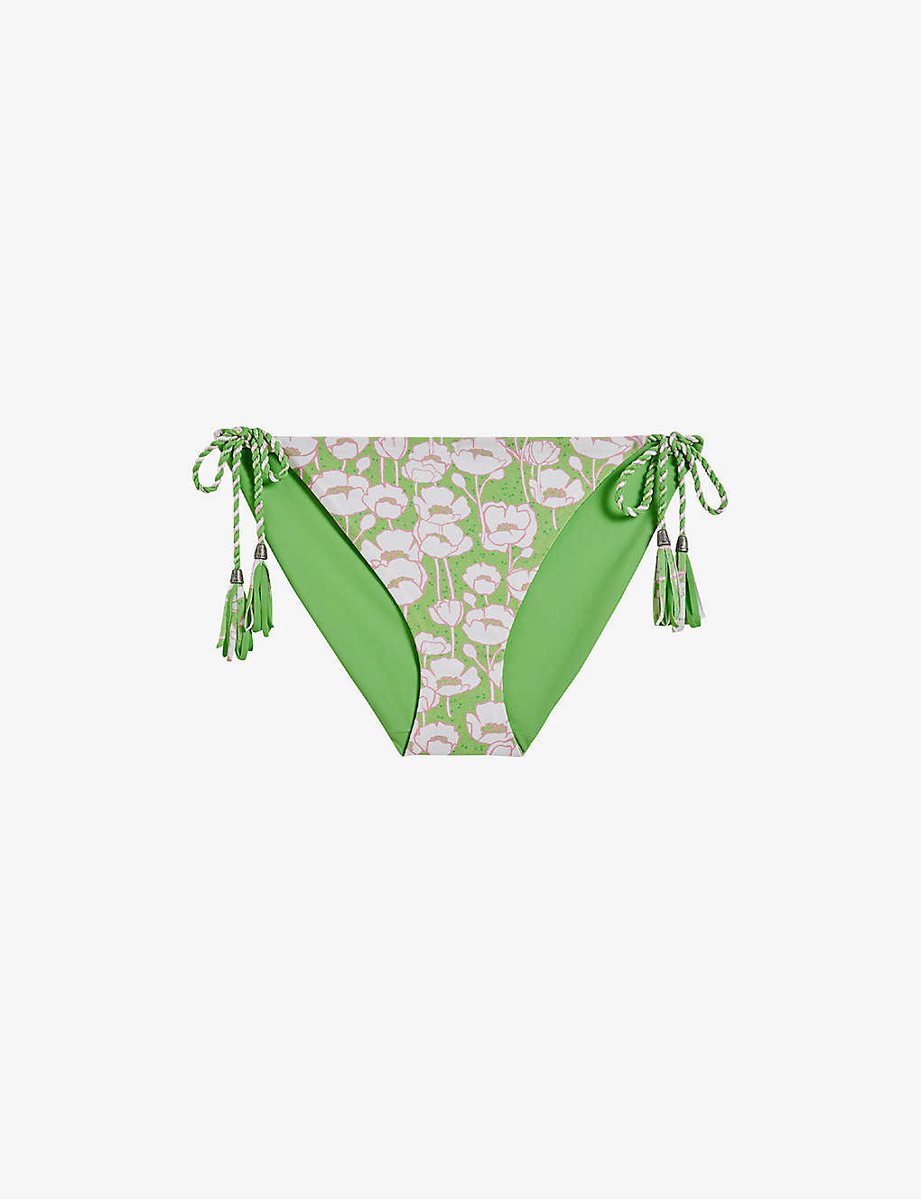 Ted Baker Womens Green Reversible Floral-print Bikini Bottoms