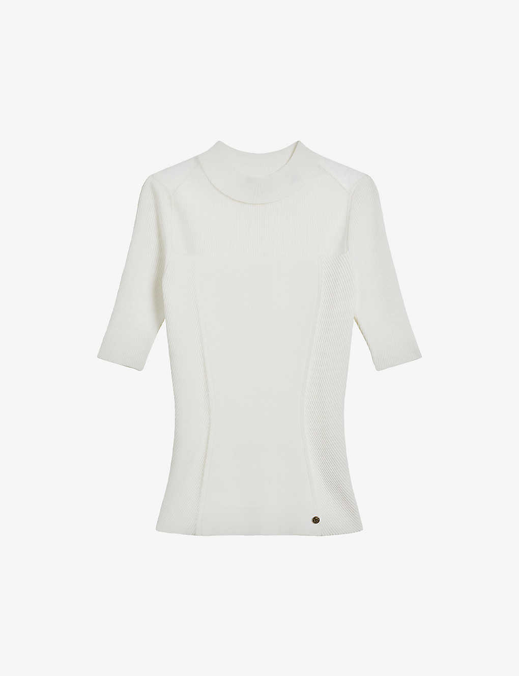 Ted Baker Womens White Sheer-panel Stretch-woven Top
