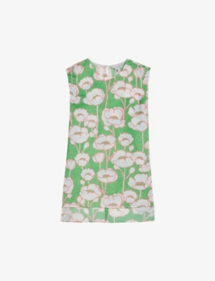 TED BAKER: Kelany floral-print sleeveless woven top