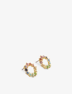 Ted Baker Womens Multicol Crystal-embellished Brass And Stainless-steel Stud Earrings
