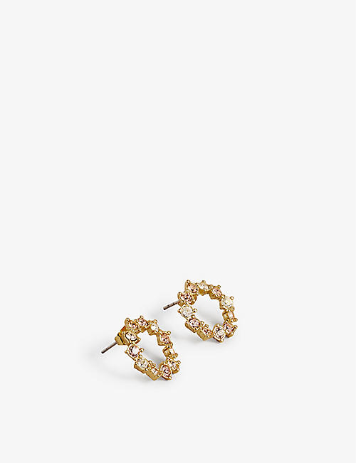 TED BAKER: Crystal-embellished brass and stainless-steel stud earrings