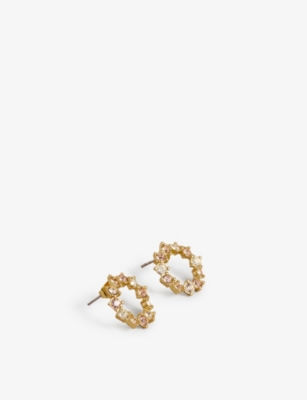 Ted Baker Crystal-embellished Brass And Stainless-steel Stud Earrings In Sh-pl-gold