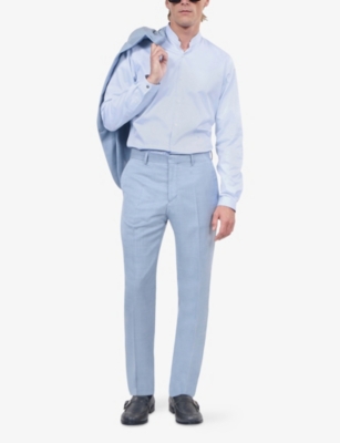 The Kooples Mens Light Blue Classic-fit Spread-collar Cotton-poplin Shirt In Blue