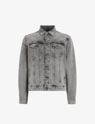 Allsaints Hebden Long-sleeve Regular-fit Organic-cotton Denim Jacket In Grey