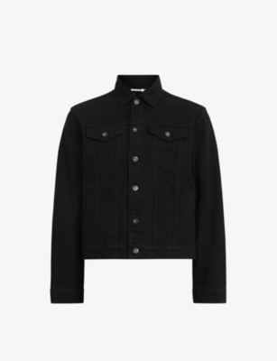 Allsaints Hebden Long-sleeve Regular-fit Organic-cotton Denim Jacket In Jet Black