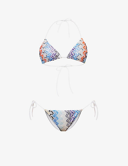 MISSONI: Zigzag-pattern metallic woven bikini