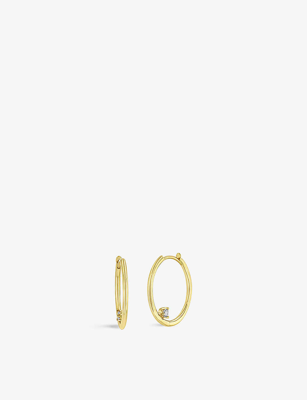 The Alkemistry Womens Yellow Gold Zoe Chicco 14ct Yellow-gold And 0.06ct Diamond Medium Hoop Earring