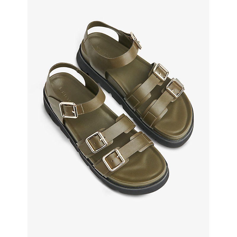 Shop Whistles Women's Khaki/olive Jemma Chunky Cleated-sole Leather Sandals
