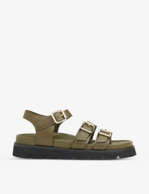 Whistles Women's Jemma Triple Buckle Flatform Sandals In Khaki/olive