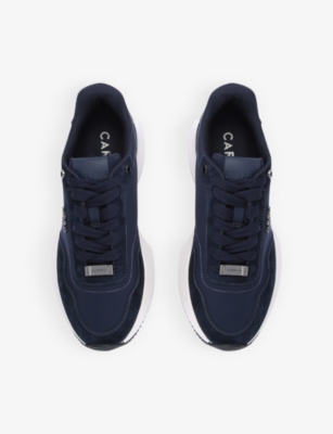 Shop Carvela Flare Branded-hardware Suede Low-top Trainers In Navy
