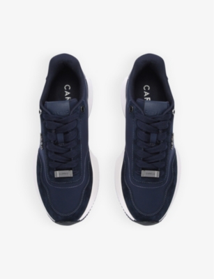 Carvela Womens Navy Flare Branded-hardware Suede Low-top Trainers In Navy