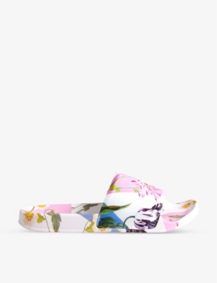 TED BAKER: Azzyla floral-print satin sliders