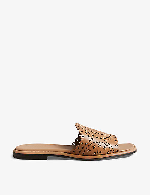 TED BAKER: Clovei floral laser-cut leather sandals