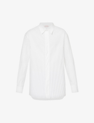 Valentino Poplin Cotton Shirt With Hidden Buttoning In White