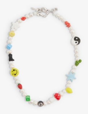 IAN CHARMS: The Gabe pearl-embellished beaded necklace