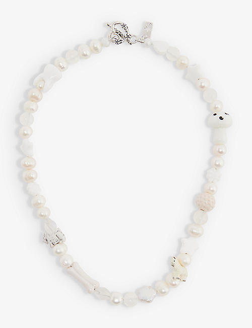 IAN CHARMS: The Tom pearl-embellished beaded necklace