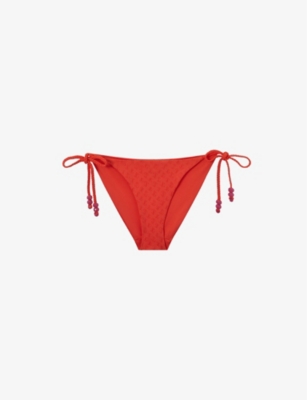 JIMMY CHOO - Aubrie logo-print recycled-nylon bikini bottoms ...