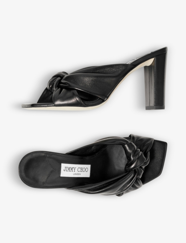 Avenue 85 knot-embellished leather heeled mules