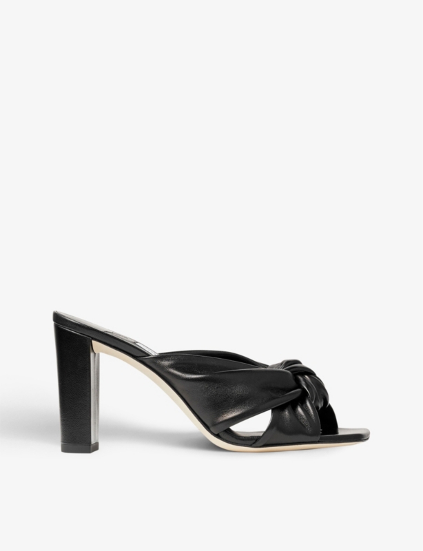 Avenue 85 knot-embellished leather heeled mules