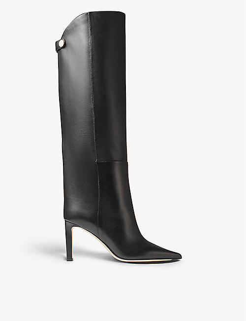 JIMMY CHOO: Alizze pointed-toe leather knee-high boots