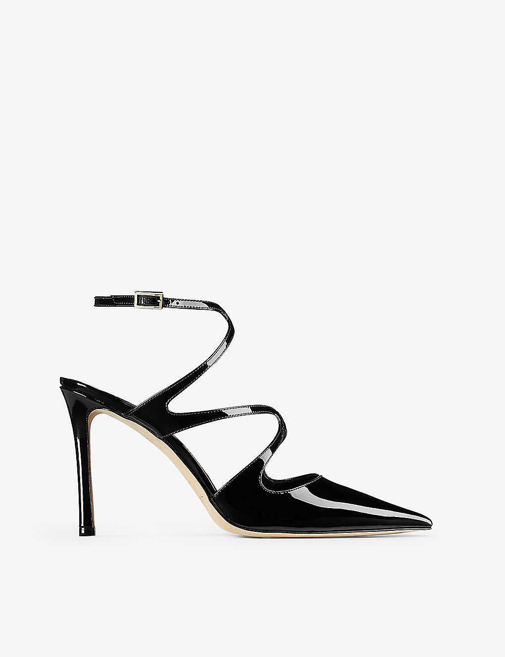Shop Jimmy Choo Women's Black Azia 95 Pointed-toe Patent-leather Heeled Pumps