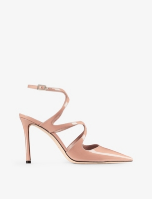 Shop Jimmy Choo Womens Ballet Pink Azia 95 Point-toe Patent-leather Heeled Pumps