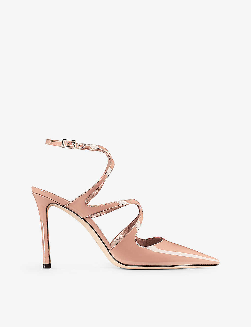 Shop Jimmy Choo Women's Ballet Pink Azia 95 Point-toe Patent-leather Heeled Pumps