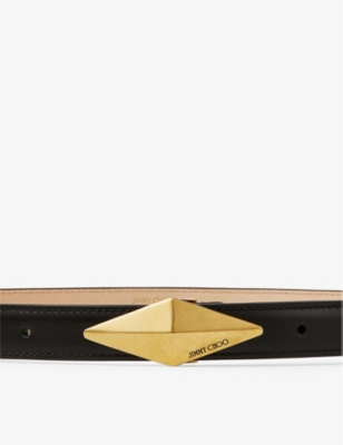 JIMMY CHOO: Diamond logo-engraved leather belt