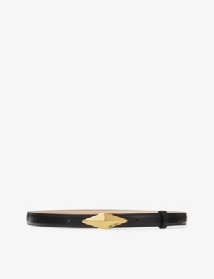 JIMMY CHOO: Diamond logo-engraved leather belt