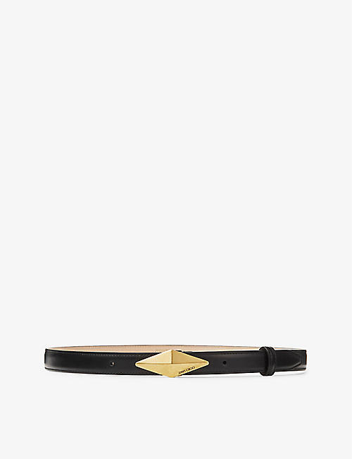JIMMY CHOO: Diamond logo-engraved leather belt