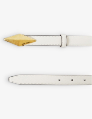 JIMMY CHOO: Diamond logo-engraved leather belt