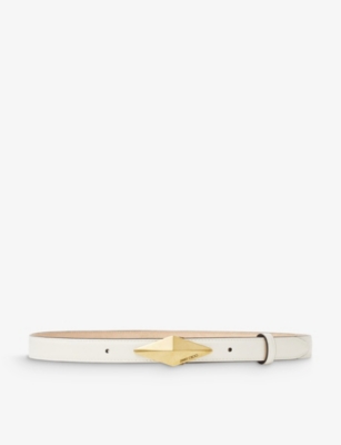 Shop Jimmy Choo Diamond Logo-engraved Leather Belt In White