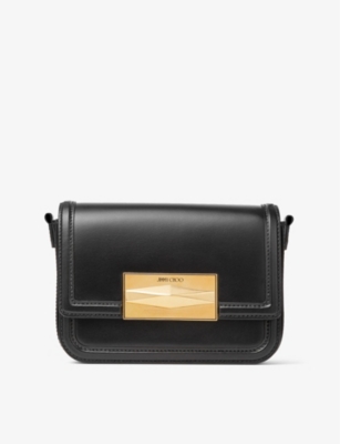 Shop Jimmy Choo Diamond Leather Cross-body Bag In Black/gold