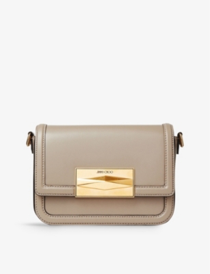 Jimmy Choo Diamond Leather Cross-body Bag In Taupe/gold