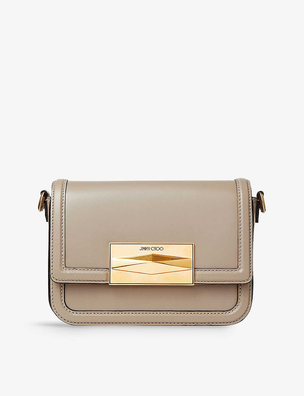 Jimmy Choo Diamond Leather Cross-body Bag In Taupe/gold