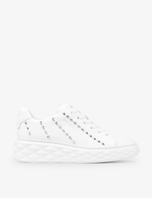 Jimmy Choo Diamond Light Maxi Leather Low-top Trainers In V White/silver