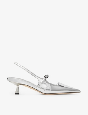 JIMMY CHOO: Didi 45 metallic leather slingback courts