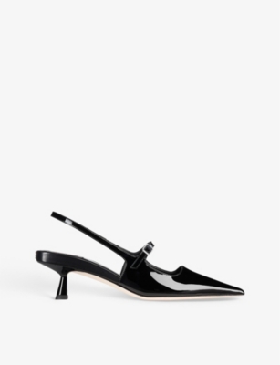 Shop Jimmy Choo Black Didi Patent-leather Slingback Courts