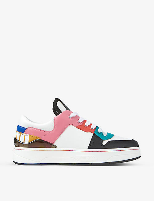 JIMMY CHOO: Florent F logo-print leather low-top trainers