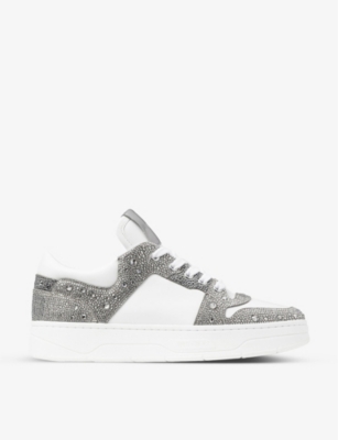 Jimmy Choo Florent Leather Sneakers In White