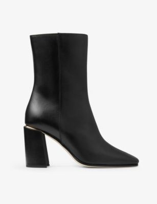 Shop Jimmy Choo Loren 85 Leather Ankle Boots In Black