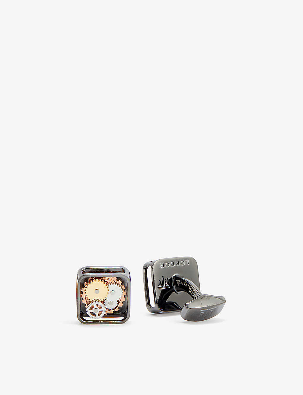Tateossian Square Brass, Stainless Steel And Enamel Cufflinks In Black