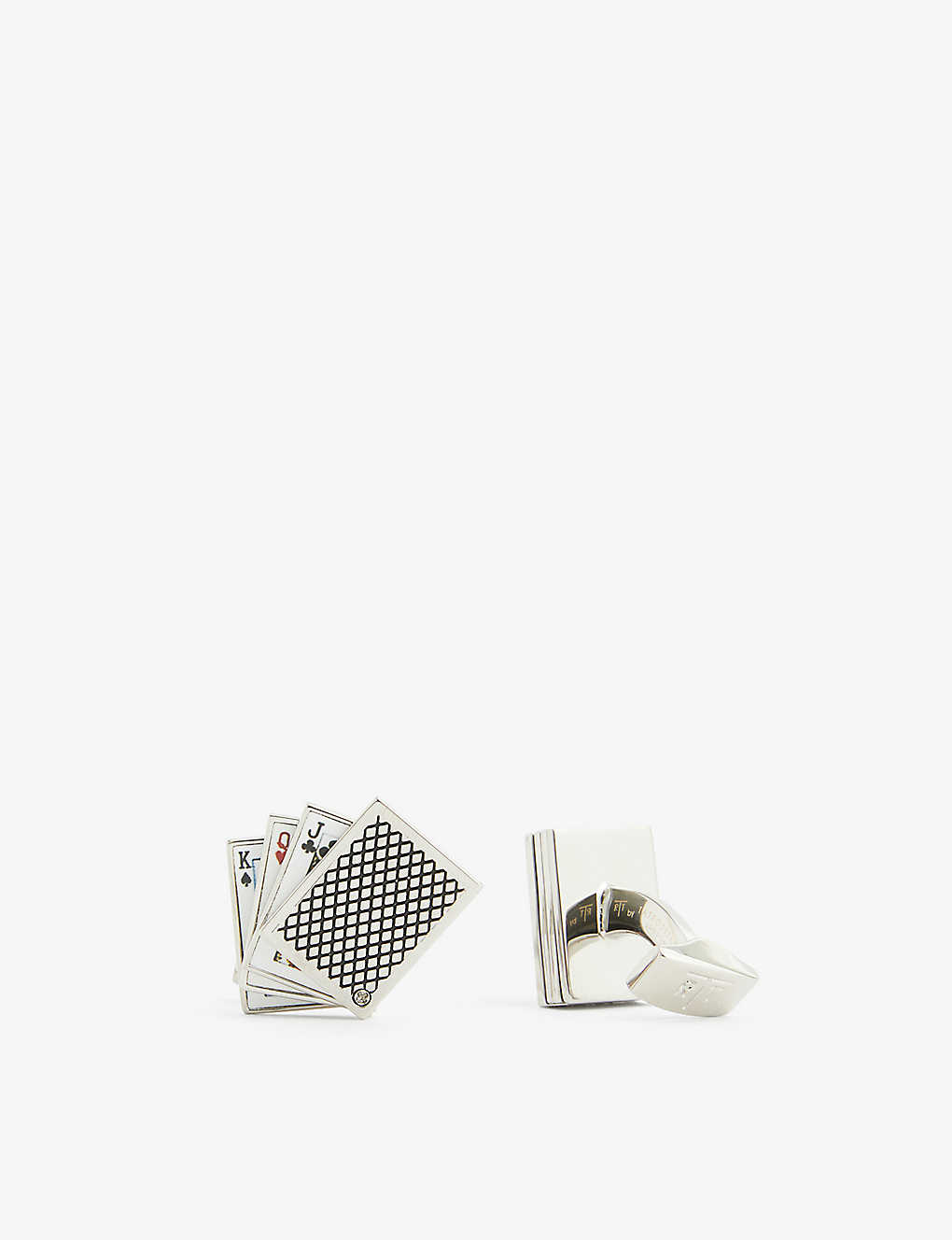 Tateossian Mens Silver Colour Card-shaped Palladium-plated Metal And Enamel Cufflinks