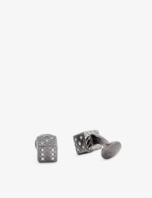 TATEOSSIAN: Dice brass and Swarovski crystal cufflinks