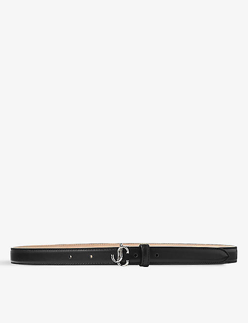 JIMMY CHOO: Helina brand-plaque mini leather belt